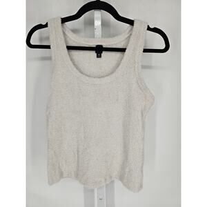 Gap Womens Sz XS Sleeveless Fuzzy Furry Tank Top White Vintage Y2K